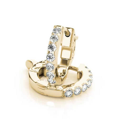 360 degree view of Lab Diamond Pavé Huggie Hoop Earrings